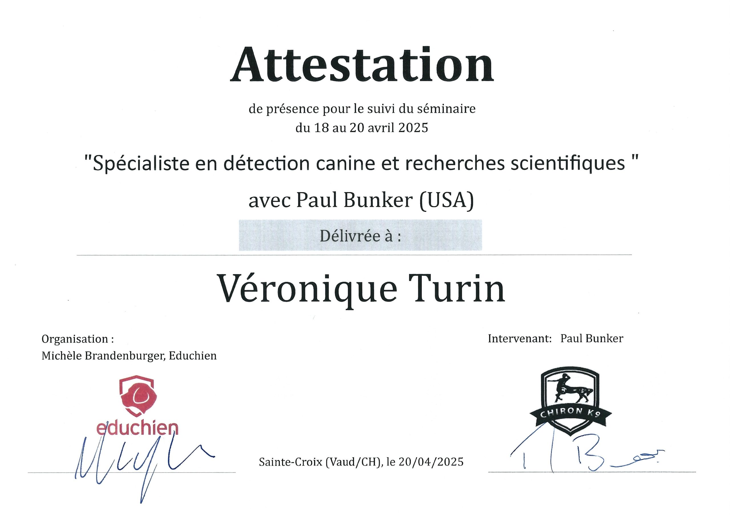 attestation paul bunker